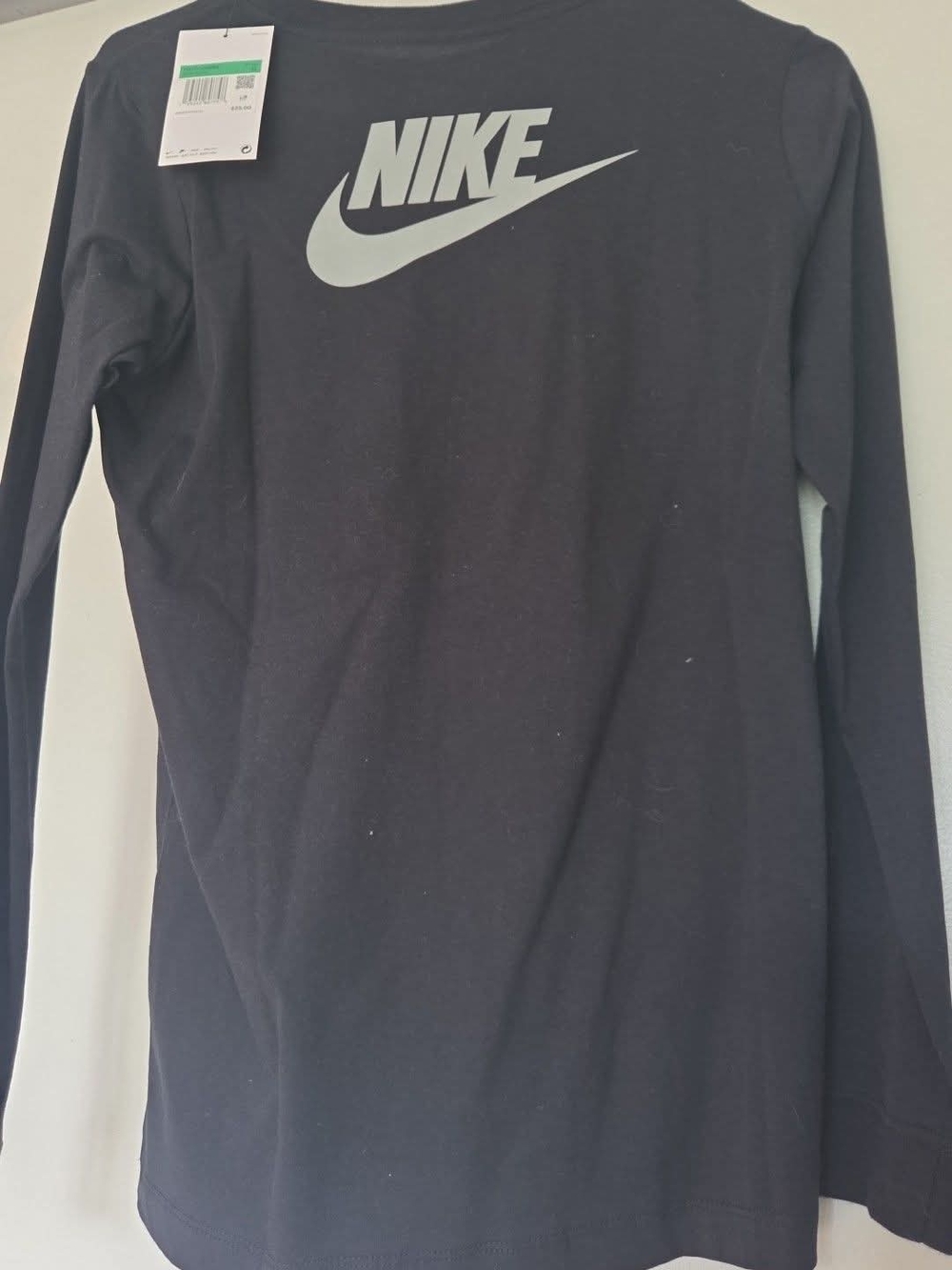 Nike Black Long-Sleeve Tee with White Swoosh